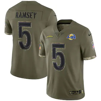 mens nike jalen ramsey olive los angeles rams 2022 salute t